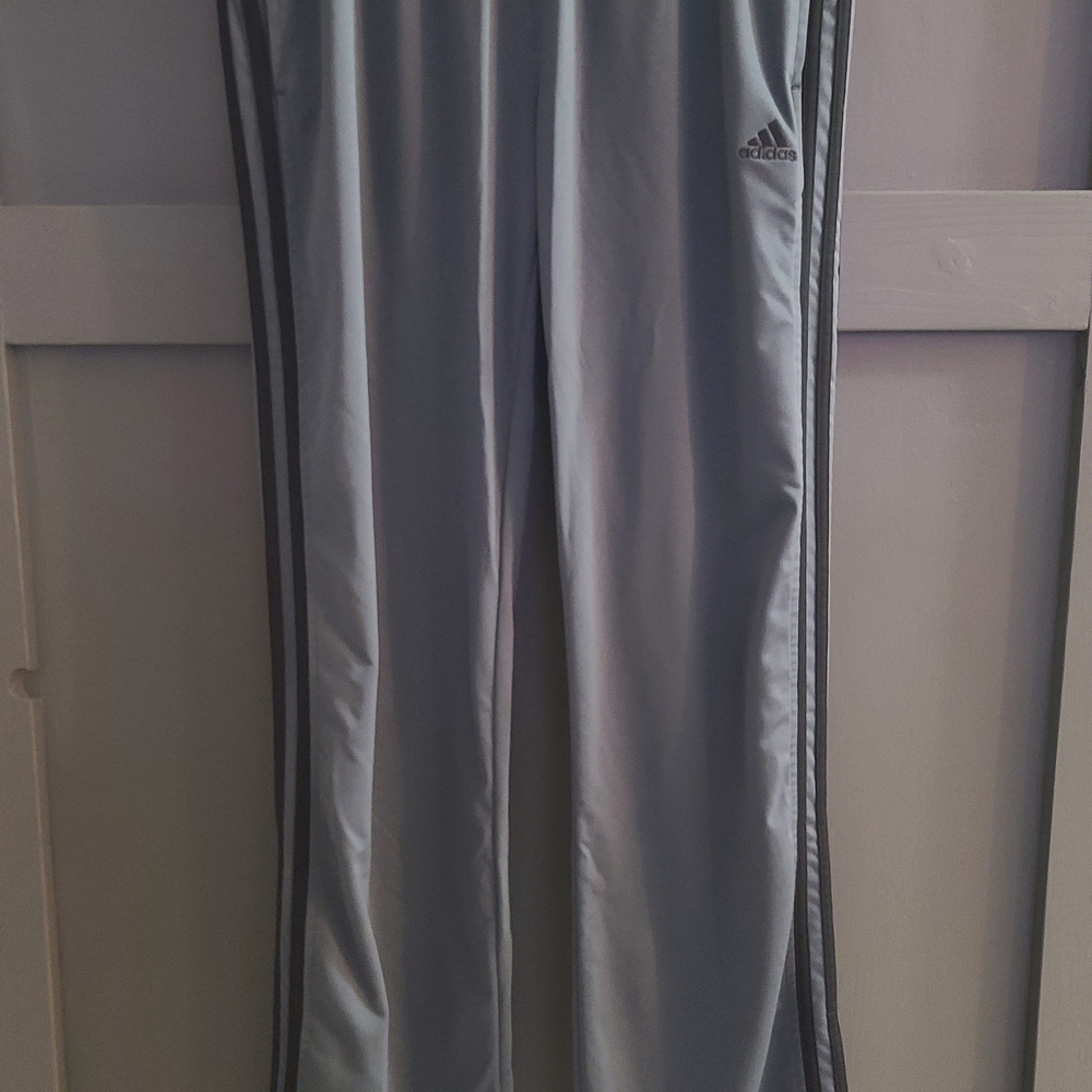 Adidas Silver Track Pants with Black Stripes